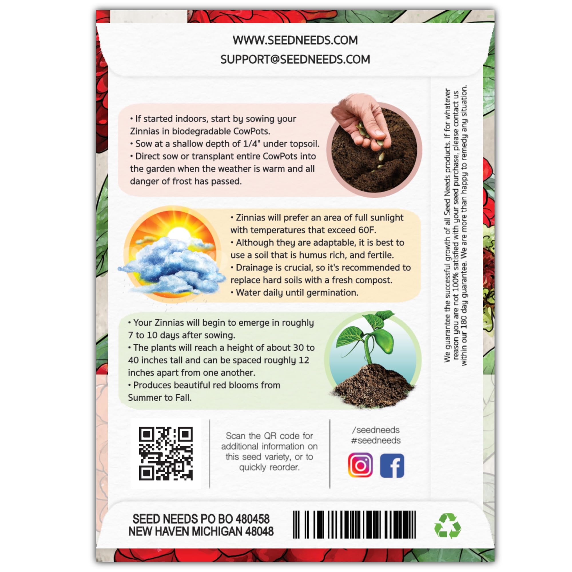 Amazon.com : Seed Needs, Scarlet Flame Zinnia Seeds - 250